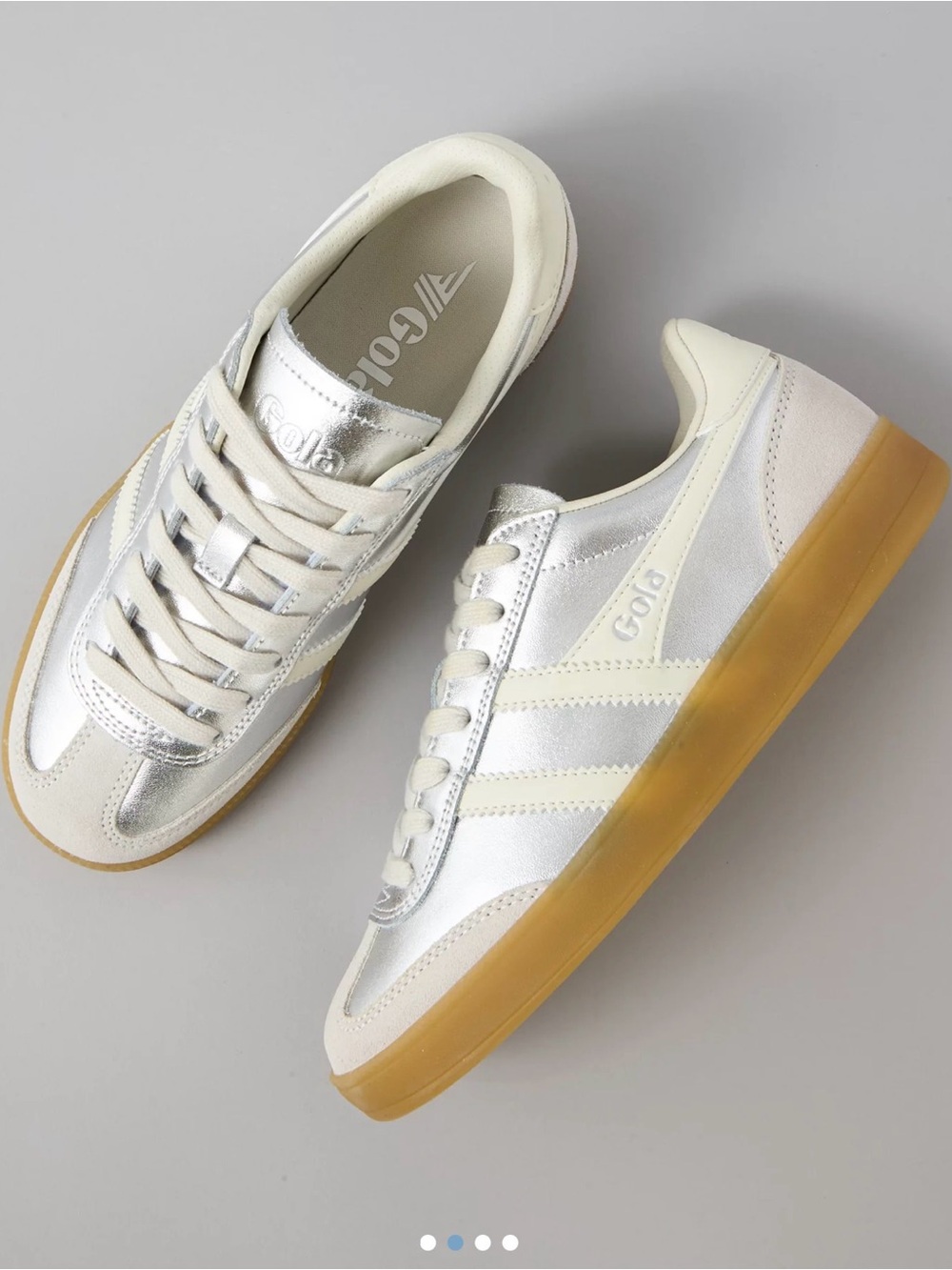 Gola Classics Viper Metallic Sneaker Silver Gum Sole Women’s 8.5 - Picture 2 of 9